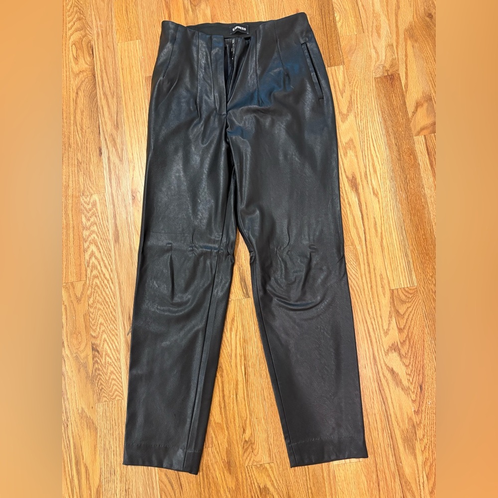 Black Faux cropped Leather Pants worn twice